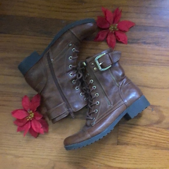 Guess Shoes - Guess Womens Size 6,5 Brown Lace-Up Side Zip